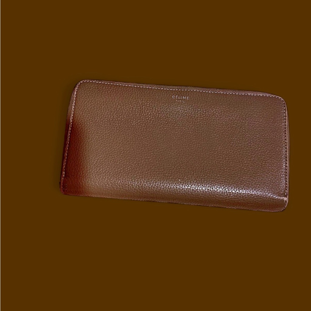 Cline Leather Zip Wallet Khaki & Yellow | Chic Designer Essential
